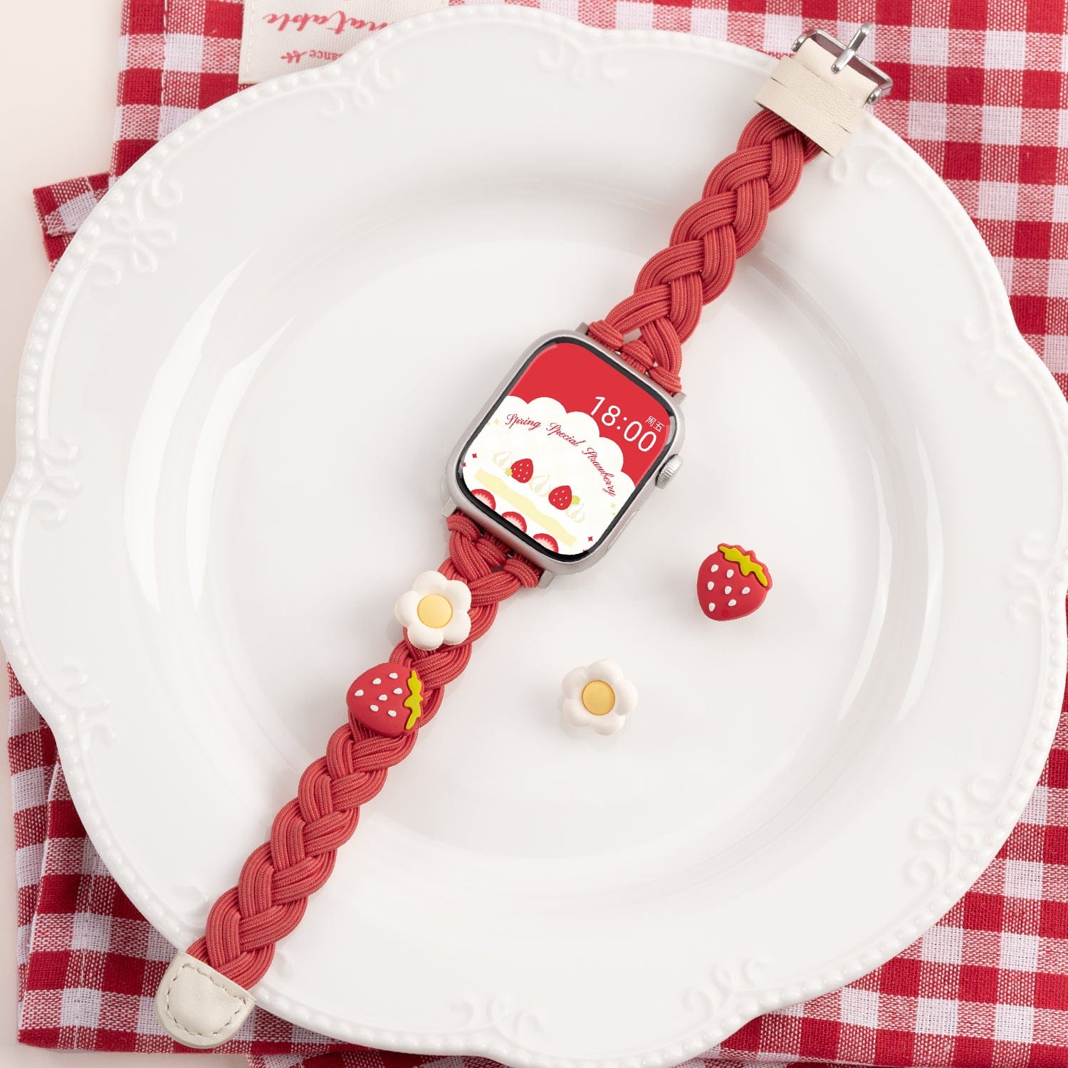 Cream Strawberry Apple Watch Bands