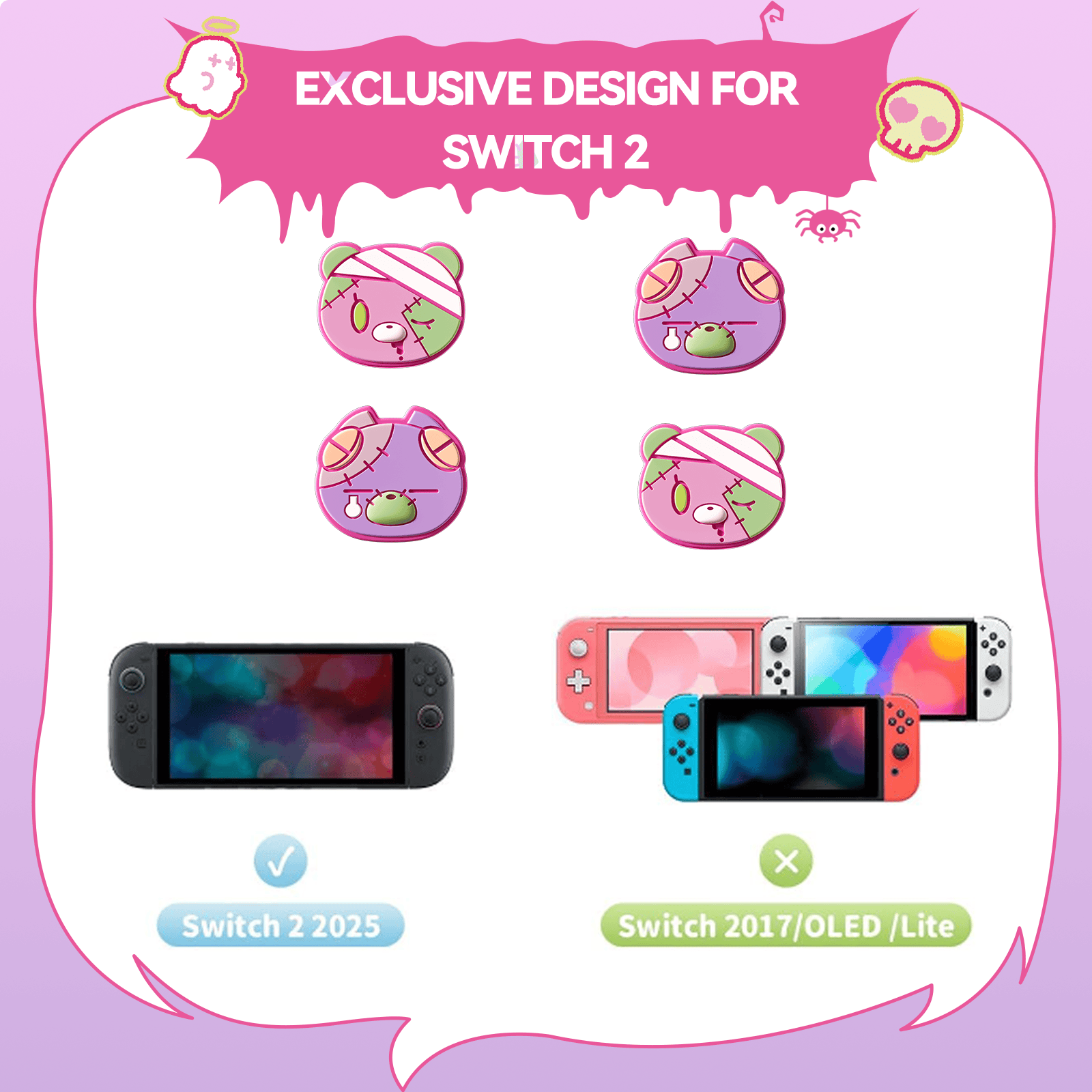 GeekShare Cutie Doll Thumb Grip Caps for Switch 2