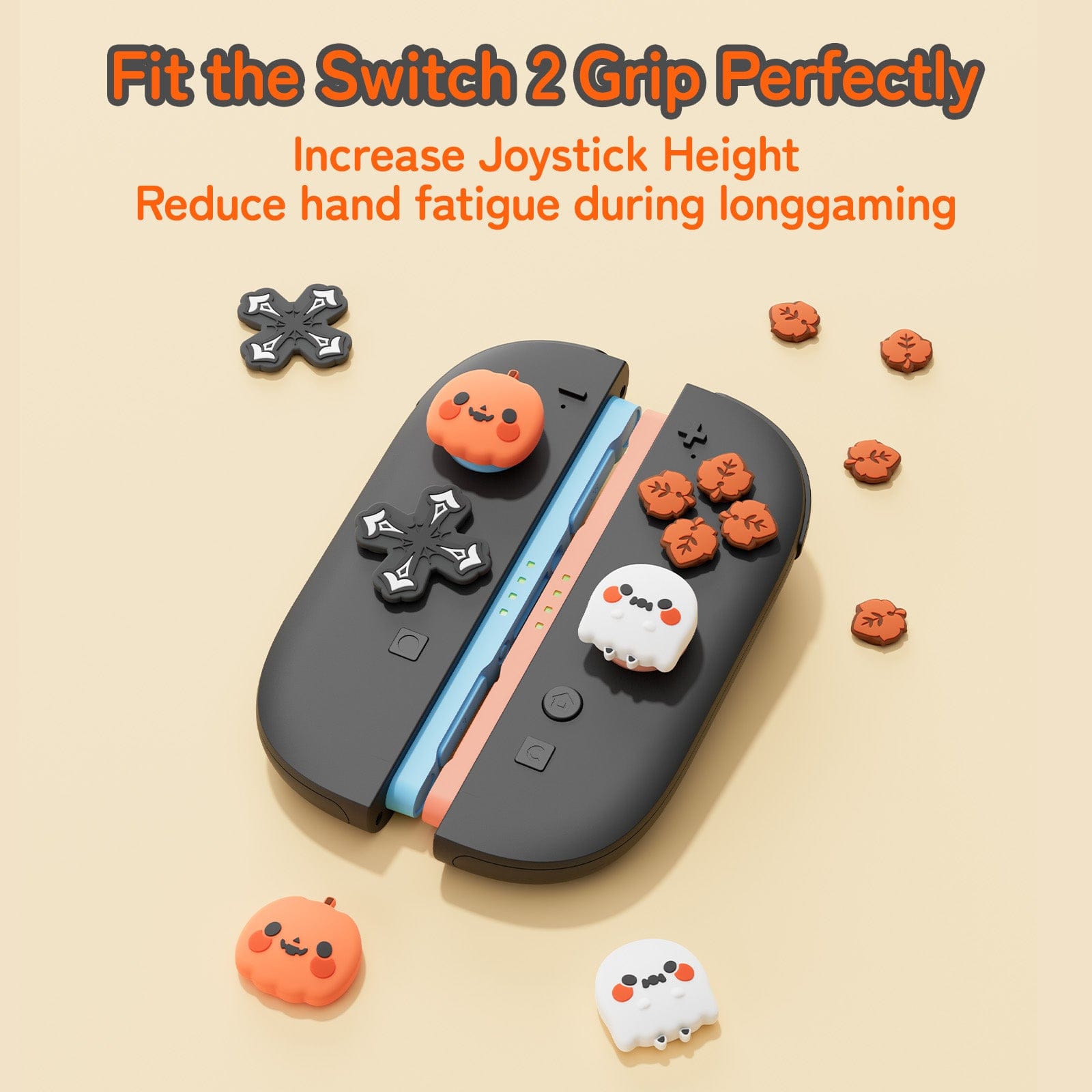 GeekShare jack-o'-lantern Thumb Grip Caps for Switch 2