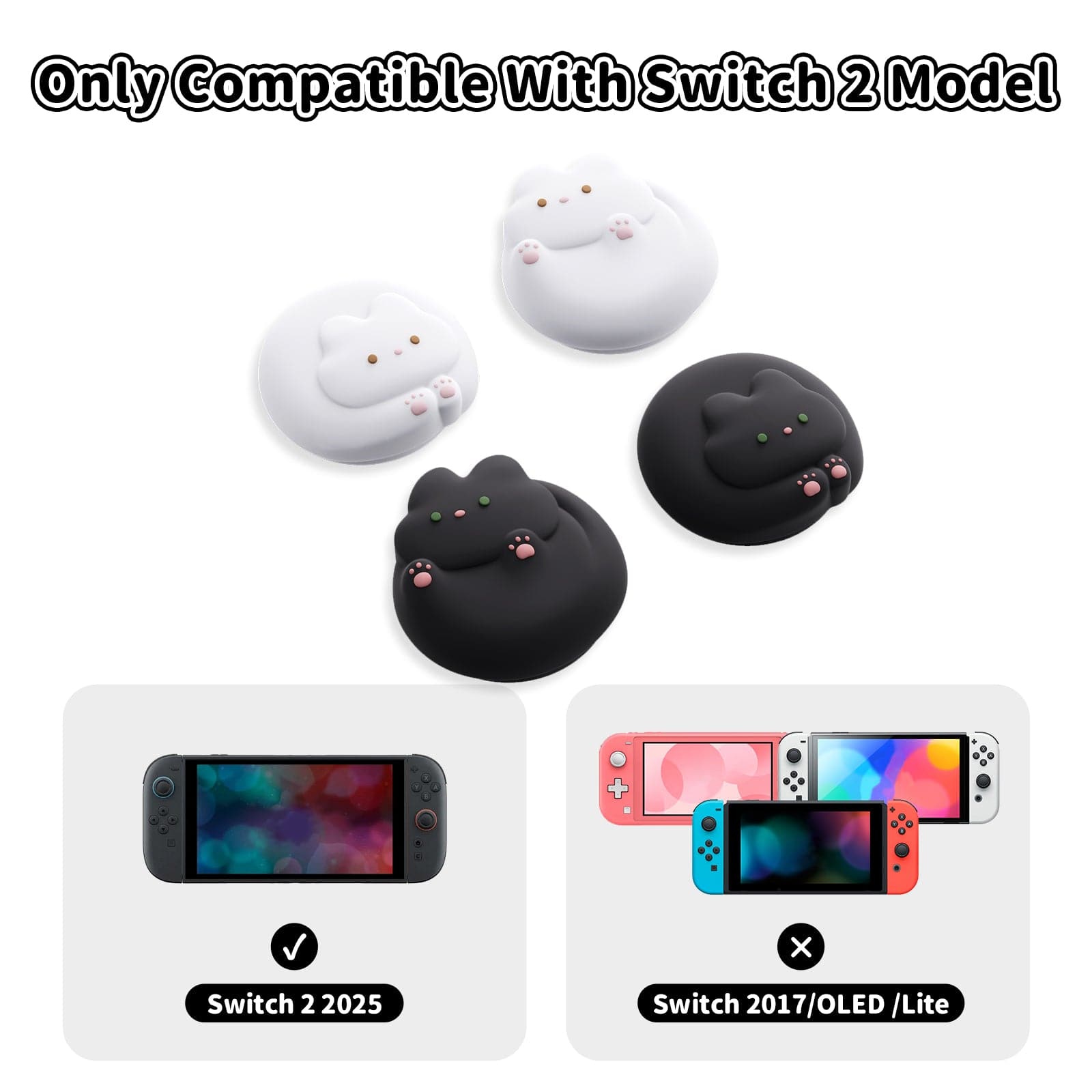 GeekShare Kitty Bun Thumb Grip Caps for Switch 2