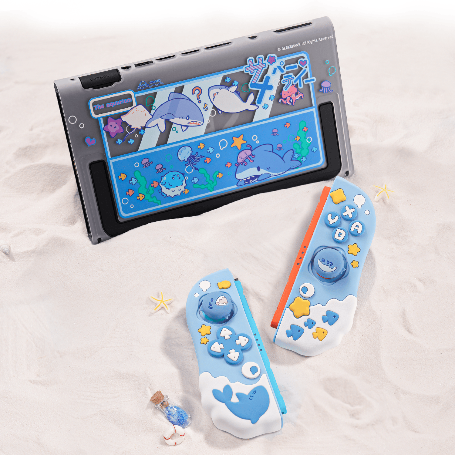 GeekShare Shark Party Silicone Controller Grip Case Set for Switch 2