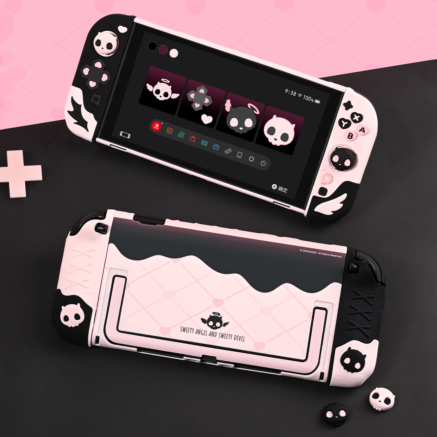GeekShare Sweet Skull Silicone Controller Grip Case Set for Switch 2