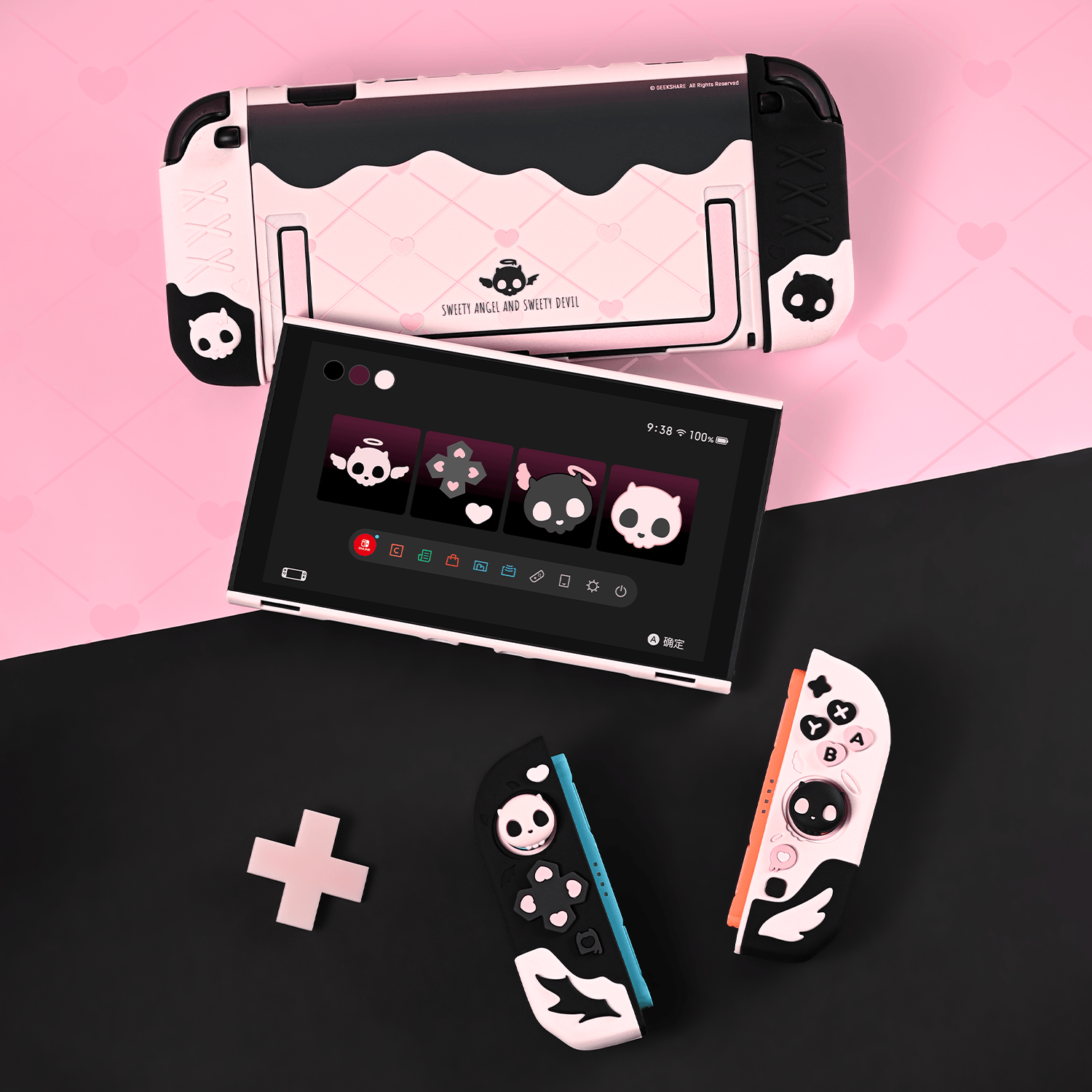 GeekShare Sweet Skull Silicone Controller Grip Case Set for Switch 2