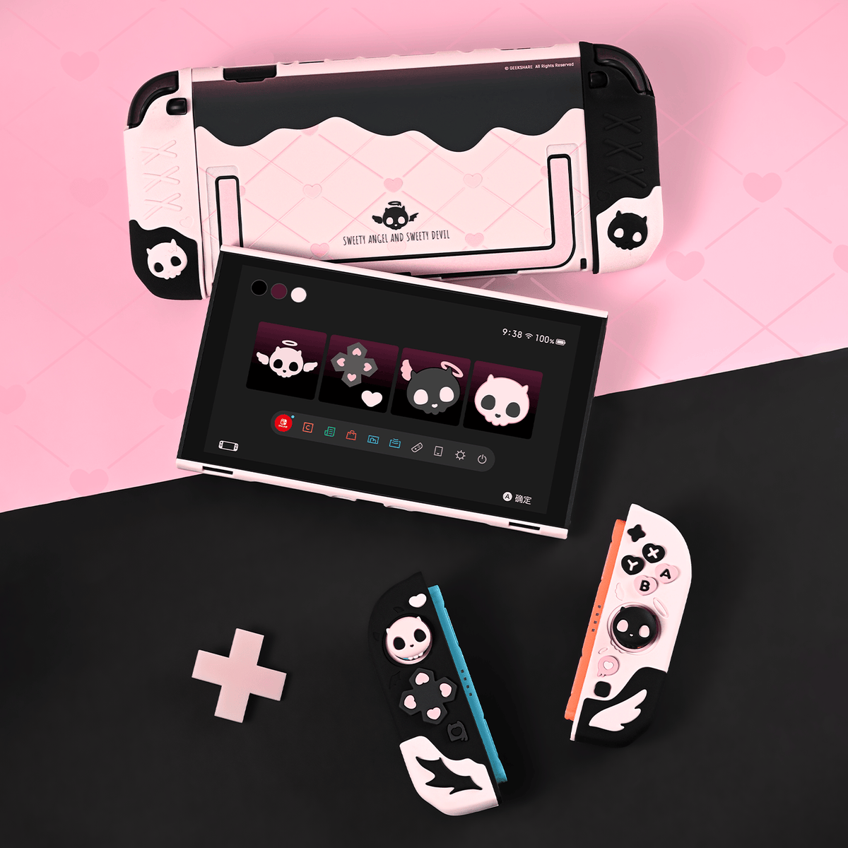 GeekShare Sweet Skull Silicone Controller Grip Case Set for Switch 2