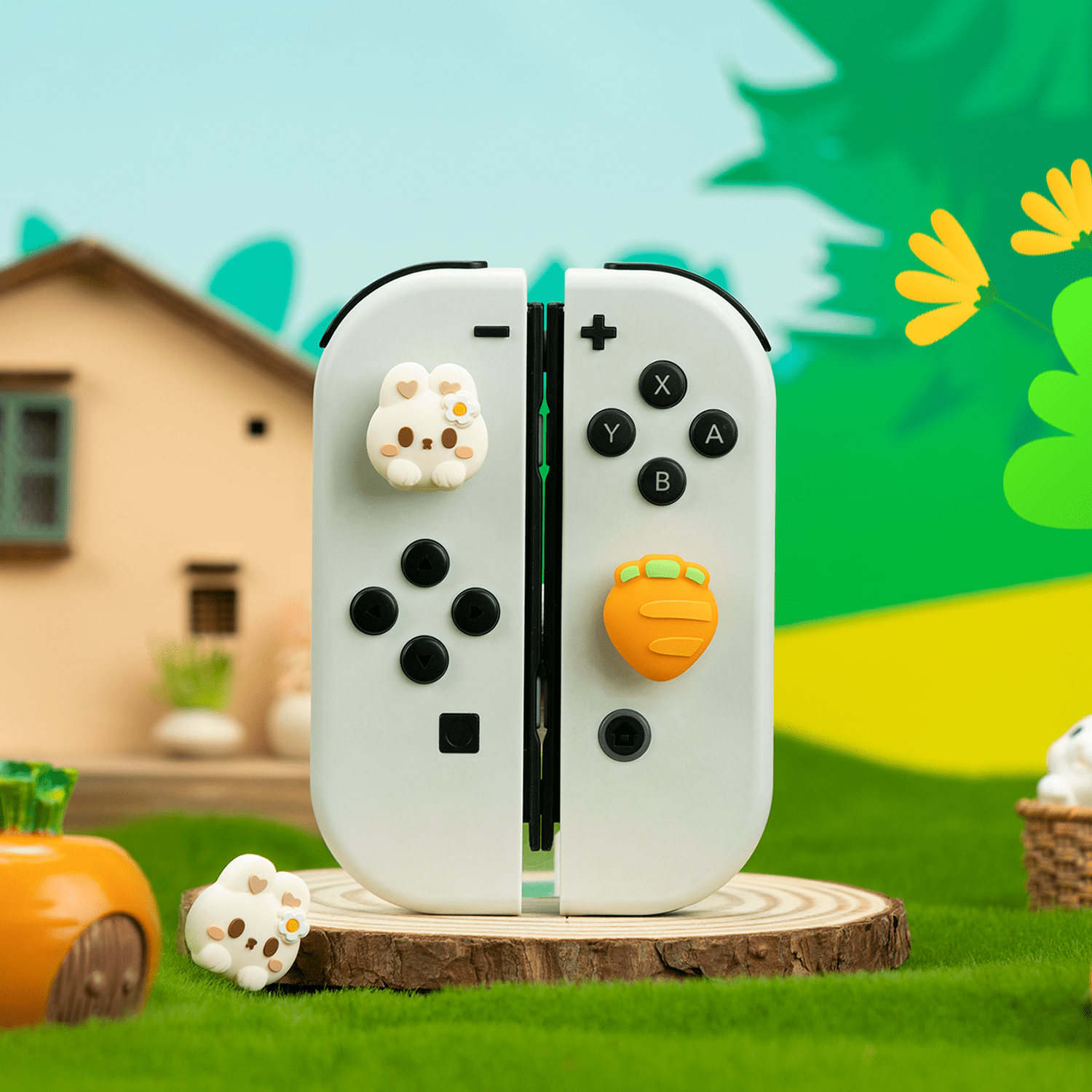 GeekShare Carrot Bunny Thumb Grip Caps for Switch 2