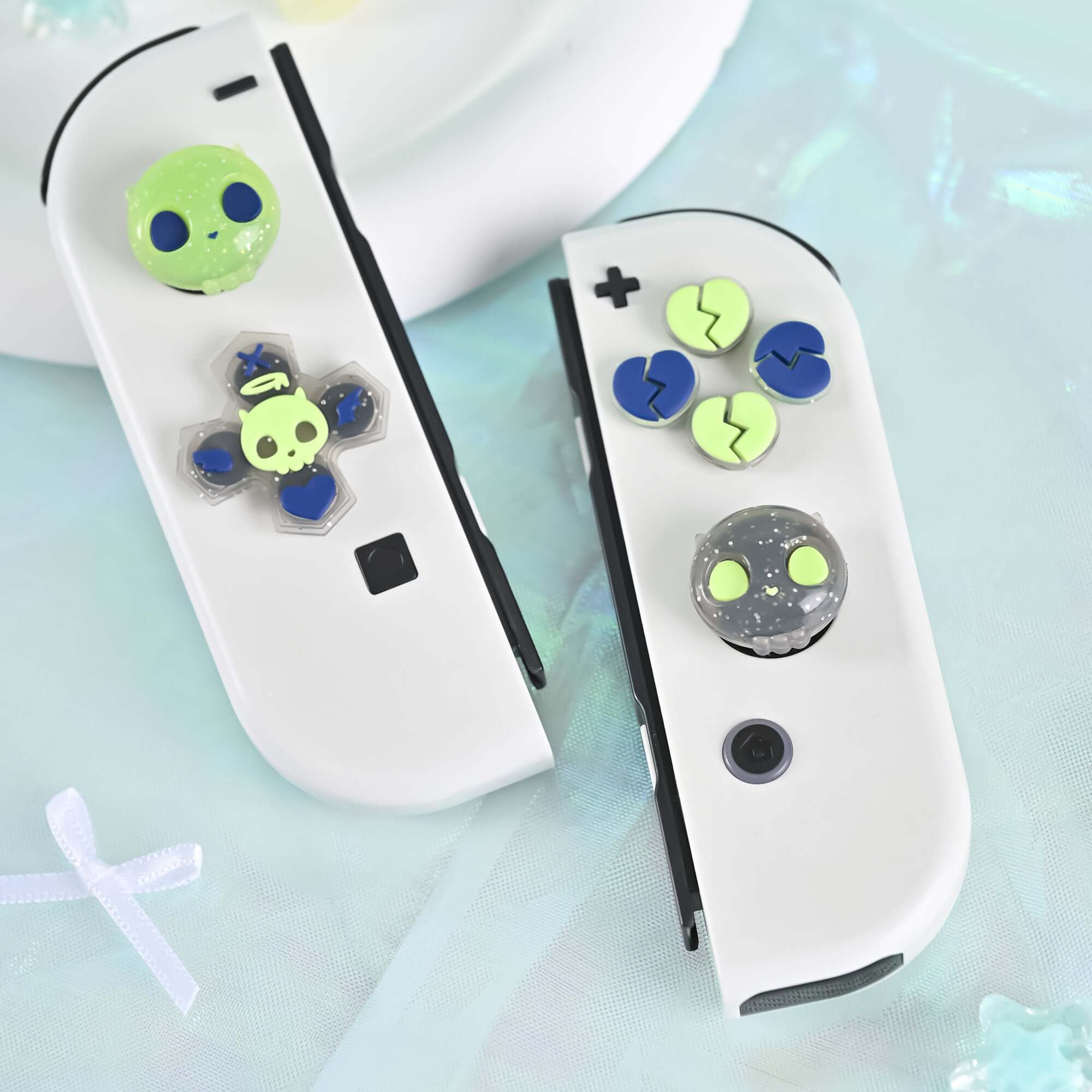 GeekShare Transparent  Sweet Skull Button Caps for Nintendo Switch